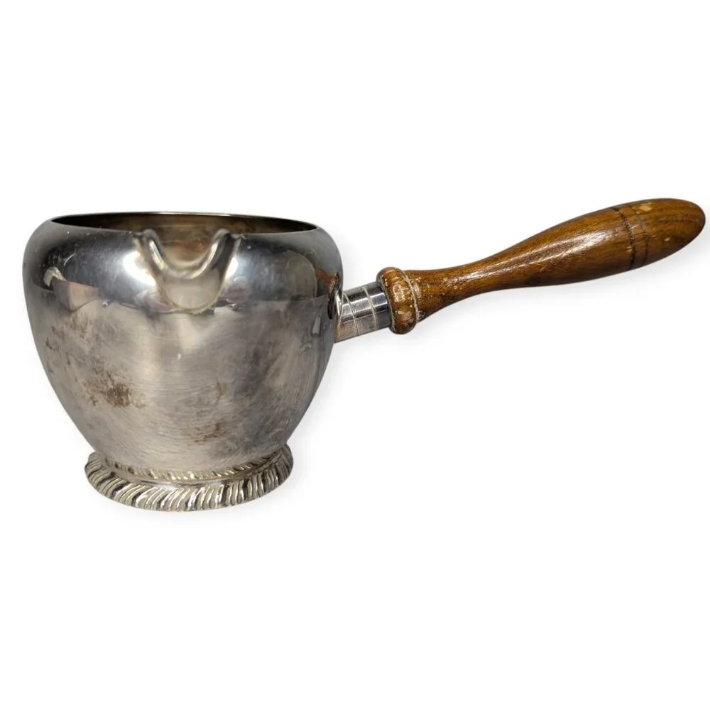 Vintage S.F. Co Silver Plate 2422 Brandy Warmer w/Wooden Handle 10